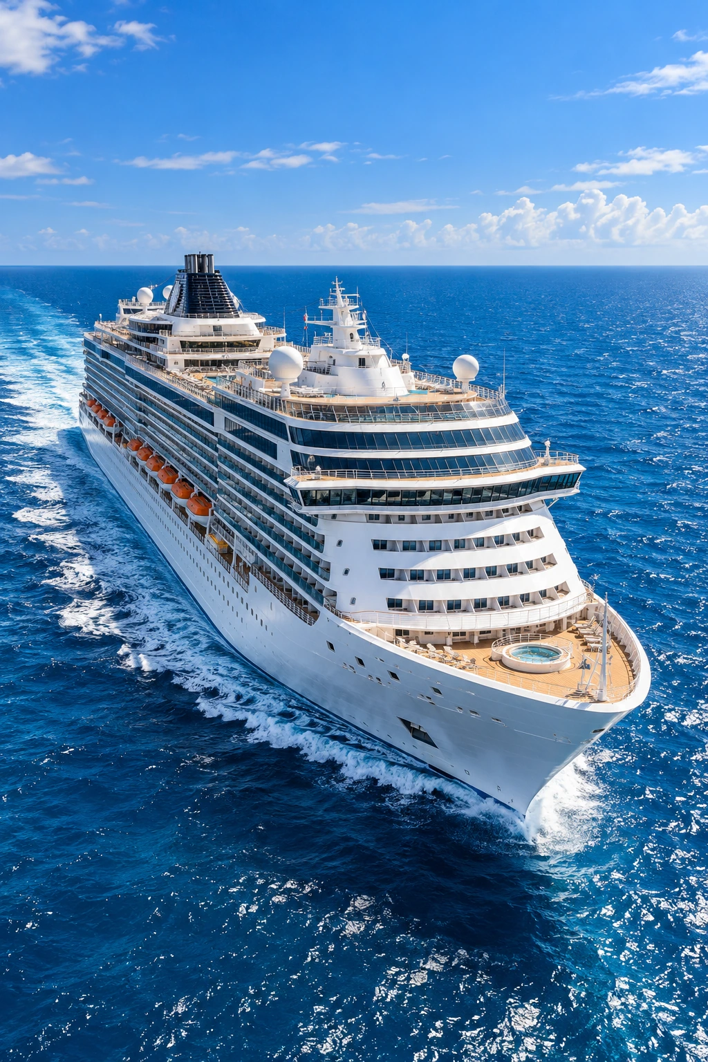 Luxury cruise ship sailing across the ocean